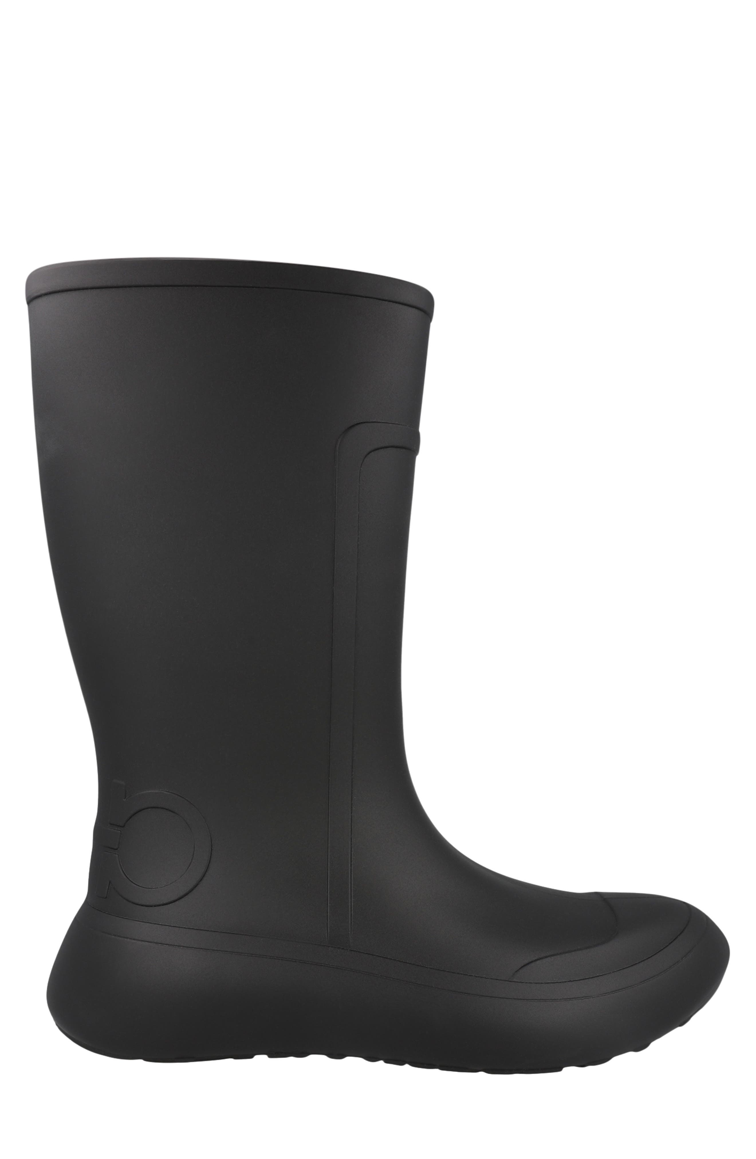 FERRAGAMO Rubber Rain Boot, Alternate, color, Black