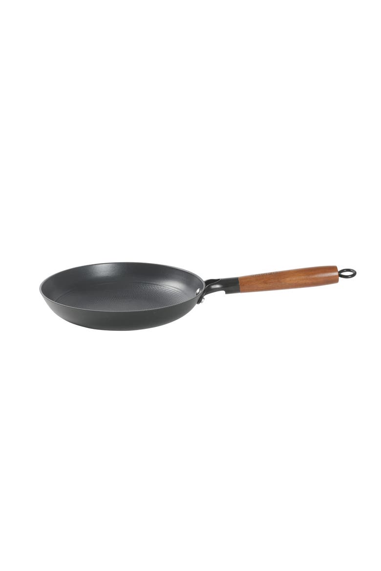 Pre-Seasoned Honeycomb Cast Iron Skillet with Wooden Handle, Main, color, Black