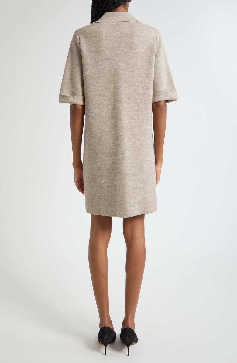 Veronica Beard Madden Merino Wool Half Placket Sweater Dress, Alternate, color, Oatmeal Melange