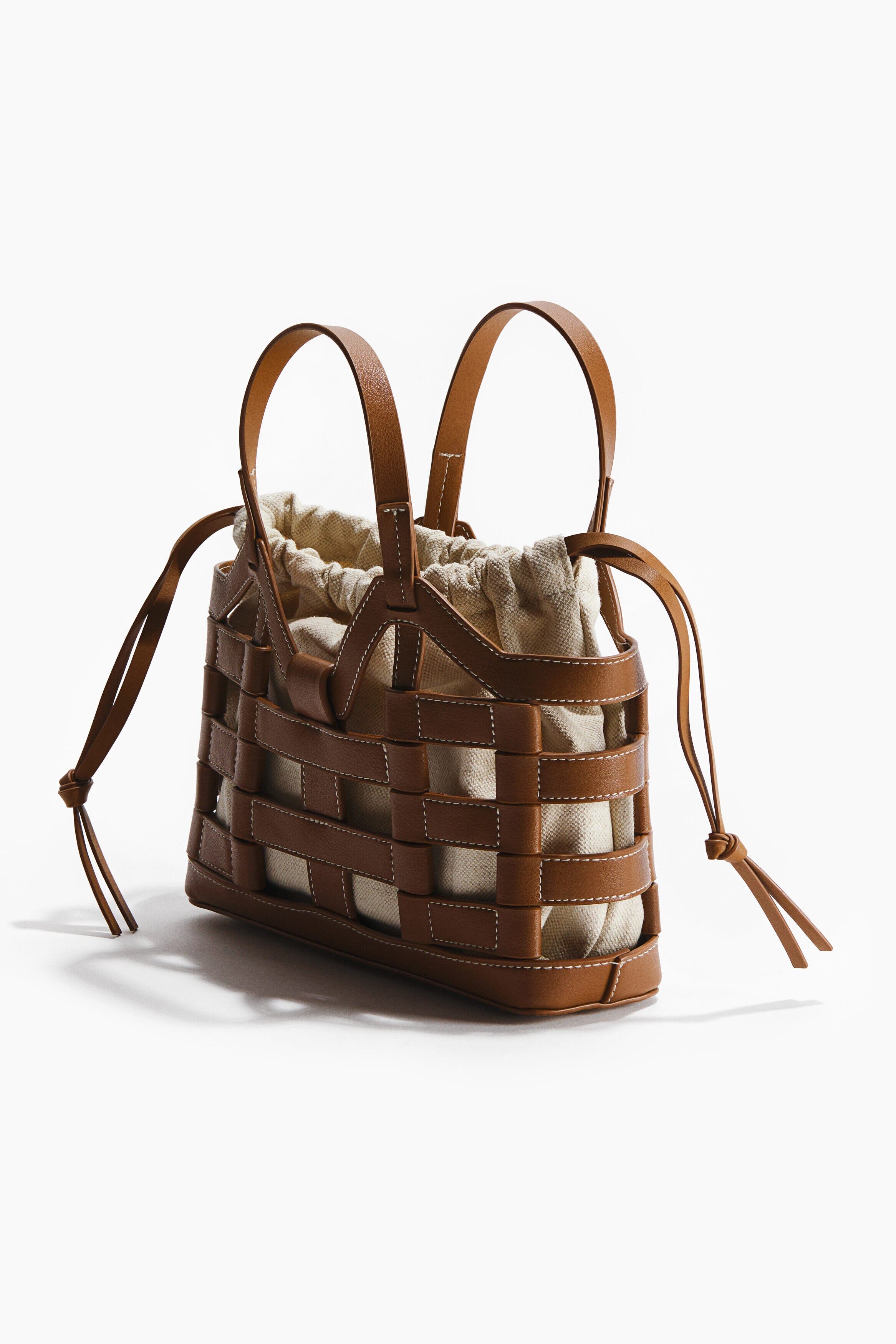 H&M Drawstring-detail Tote Bag, Alternate, color, Light Brown/Beige