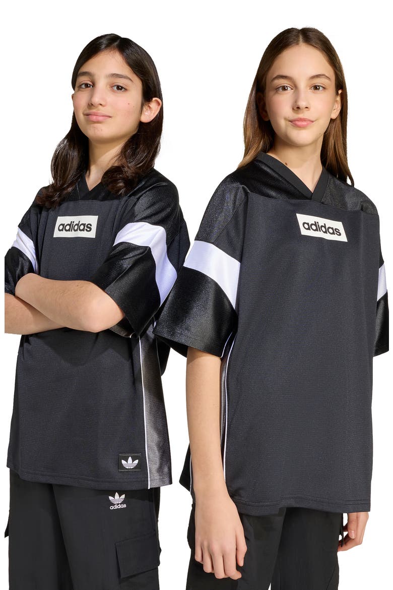 Kids' Oversize V-Neck Soccer Jersey, Alternate, color, BLACK