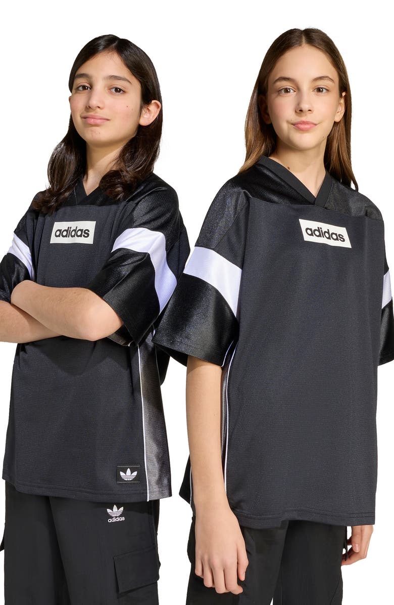 adidas Kids' Oversize V-Neck Soccer Jersey, Alternate, color, Black