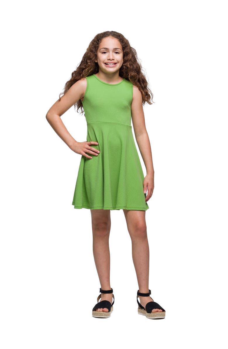 24sevenKid Sleeveless Knee Length Fit and Flare Dress, Main, color, Kiwi