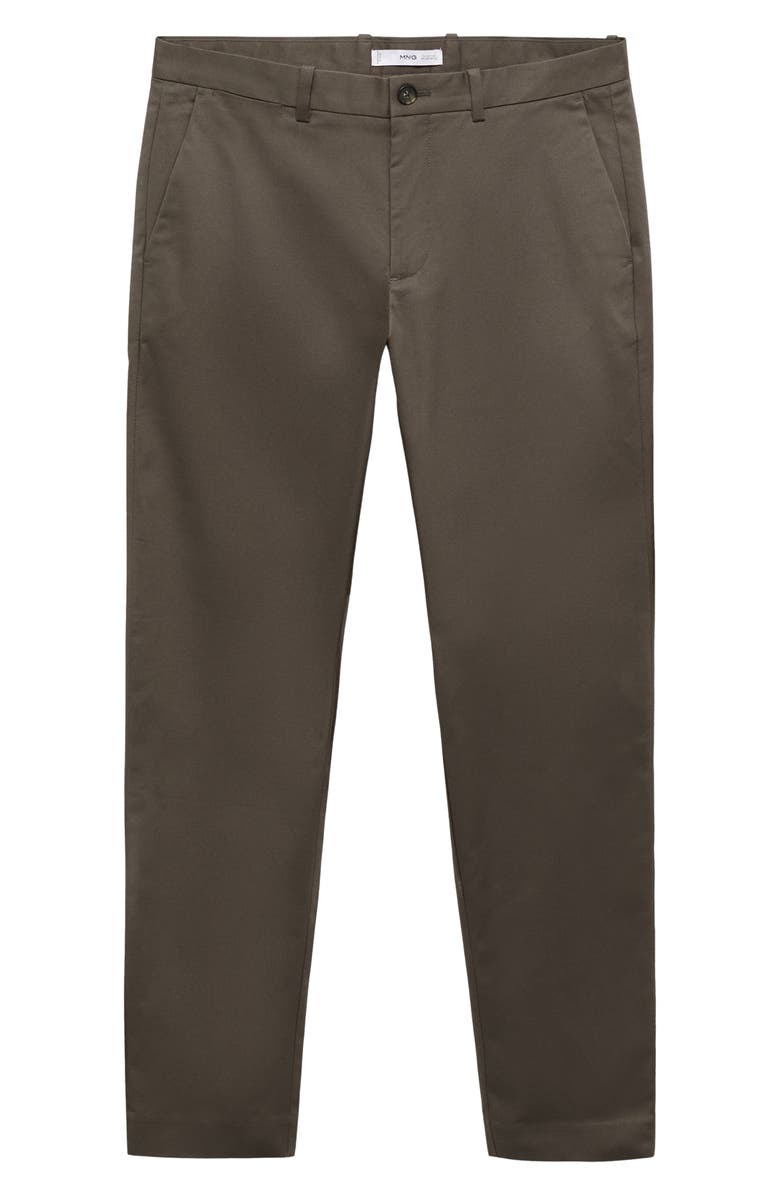 MANGO Dublino Slim Fit Flat Front Stretch Stretch Chinos, Alternate, color, Chocolate