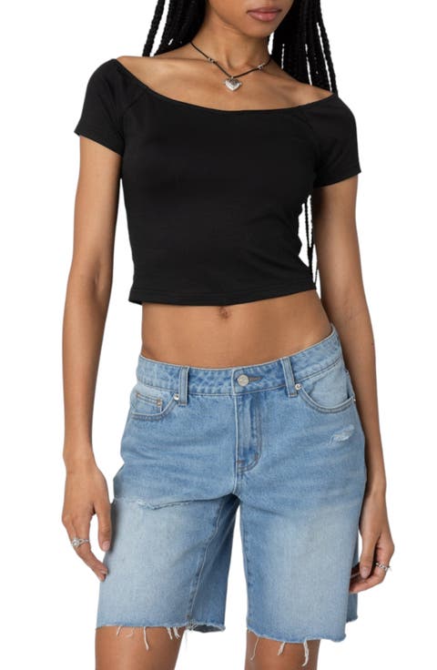 Alexandera Ballet Neck Cotton Crop T-Shirt
