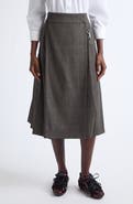 Simone Rocha Tailored Clip Kilt Glen Plaid Stretch Wool Midi Skirt