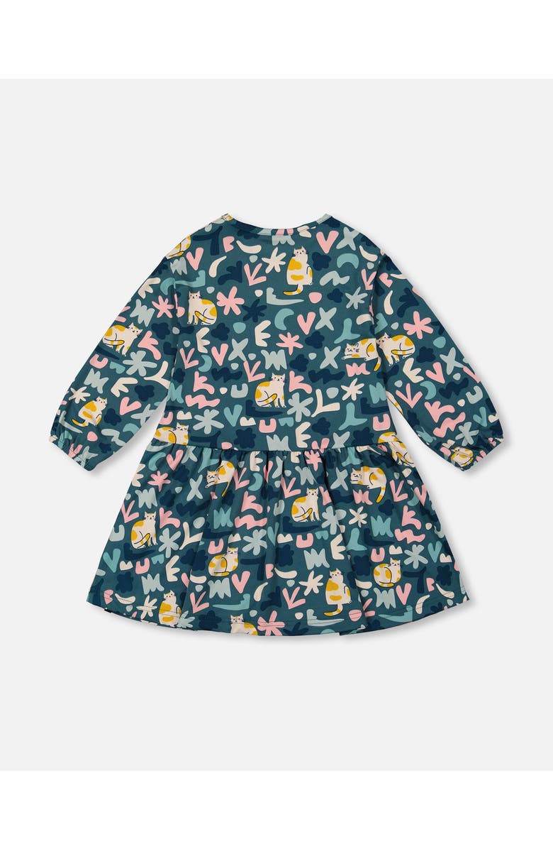 Deux par Deux Jersey Dress Cat, Alternate, color, Green