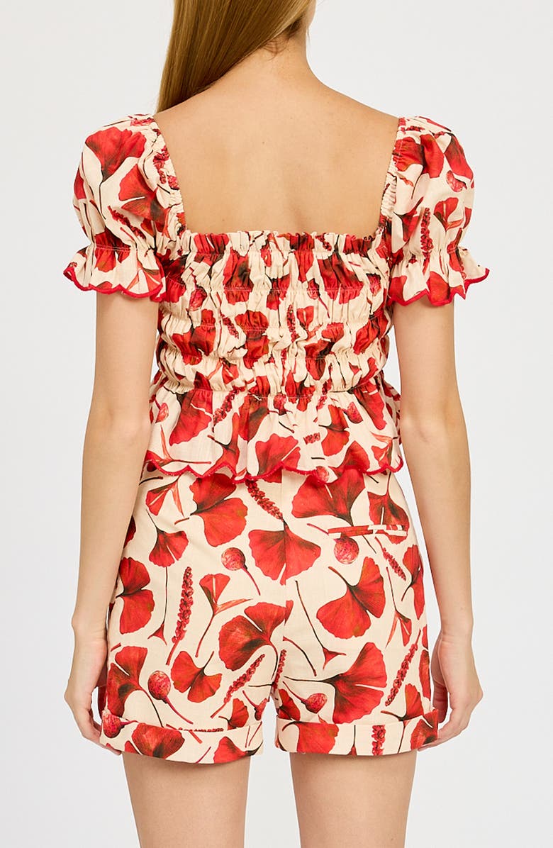 En Saison Josie Smocked Puff Sleeve Crop Top, Alternate, color, 