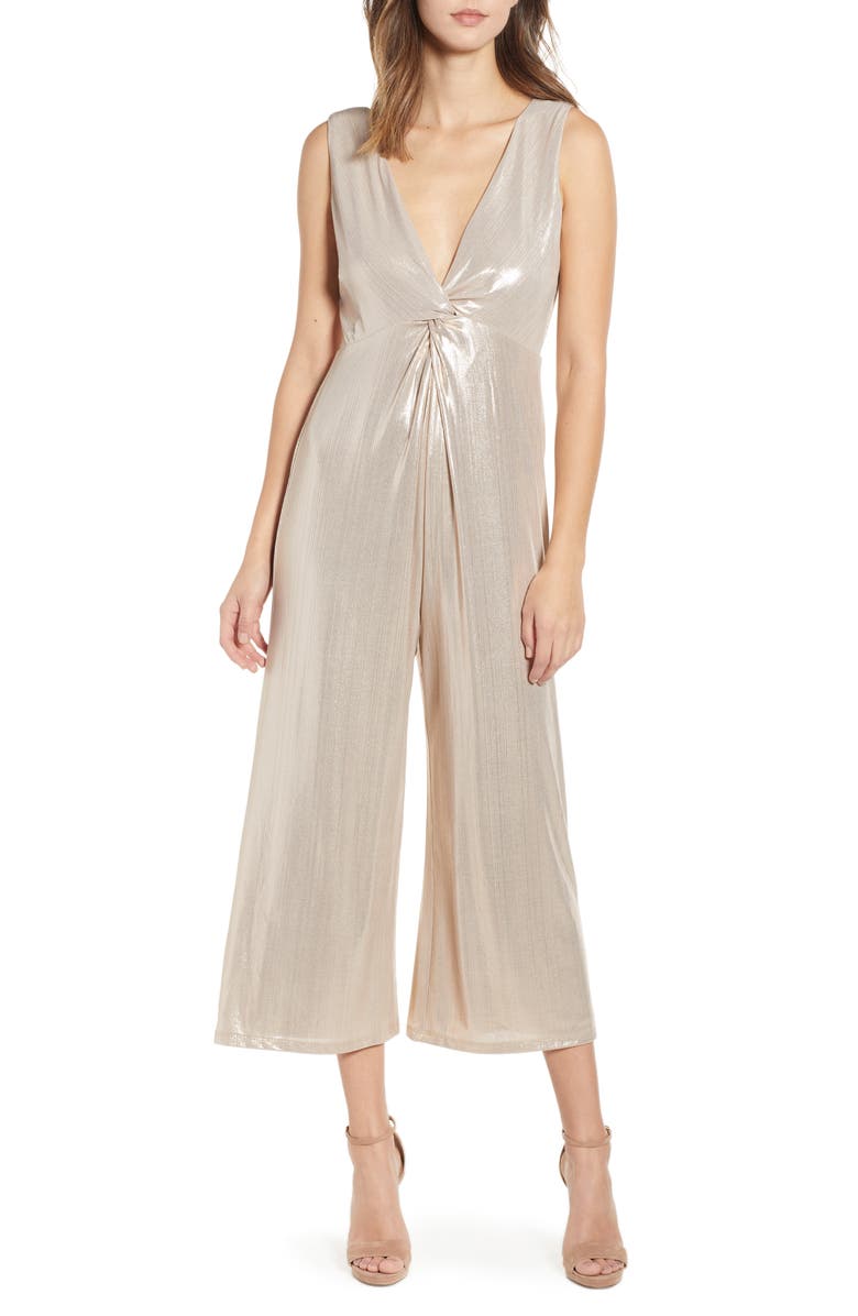 Leith Twist Front Metallic Jumpsuit, Main, color, 