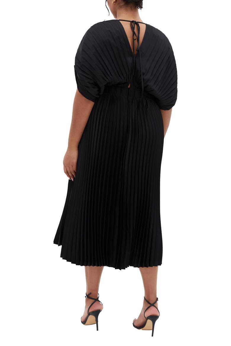 Henley Pleated Maxi Dress, Alternate, color, BLACK