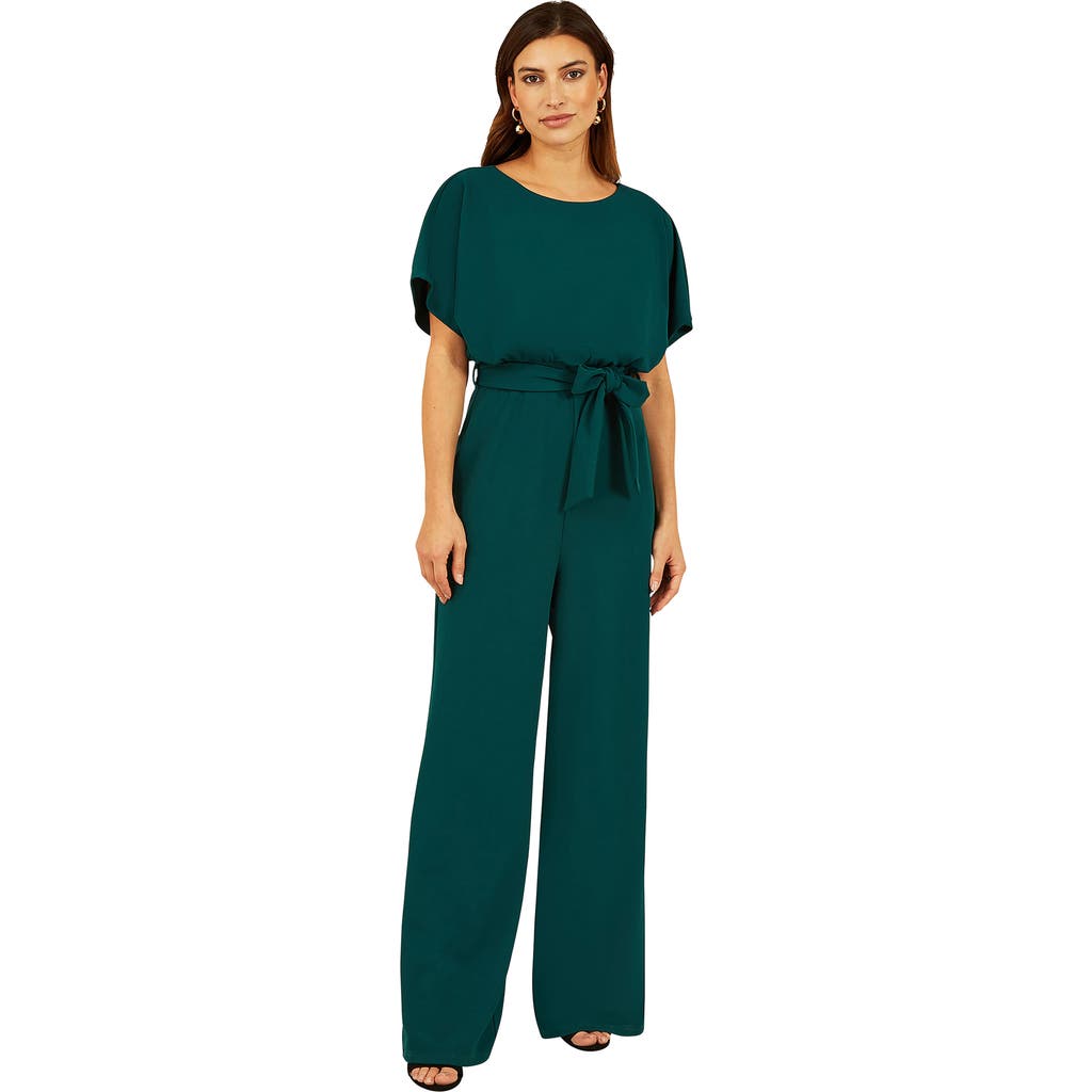 Yumi Batwing Stretch Jumpsuit In Green