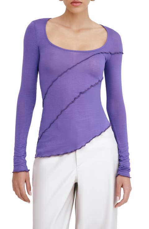 Melody Ruffle Seam Semisheer Jersey Top