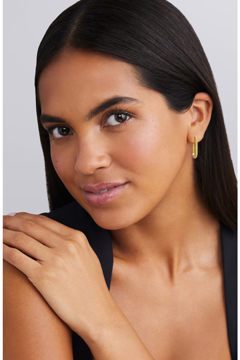 Caviar Lux Two-Tone Mini Hoop Earrings, Alternate, color, SILVER/ GOLD