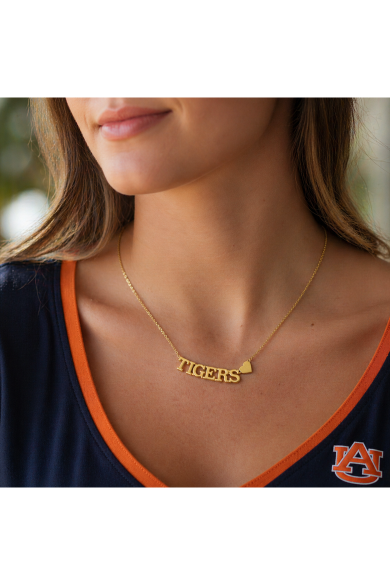 Auburn University Gold Heart Necklace, Alternate, color, Yellow Gold