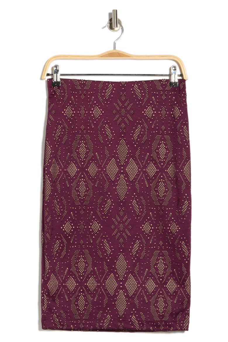 Jacquard Knit Pencil Skirt, Alternate, color, PLUM