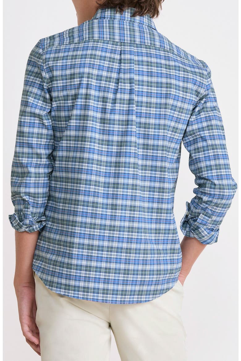 Kids' Faraway Performance Cotton Blend Button-Down Shirt, Alternate, color, BALSAM