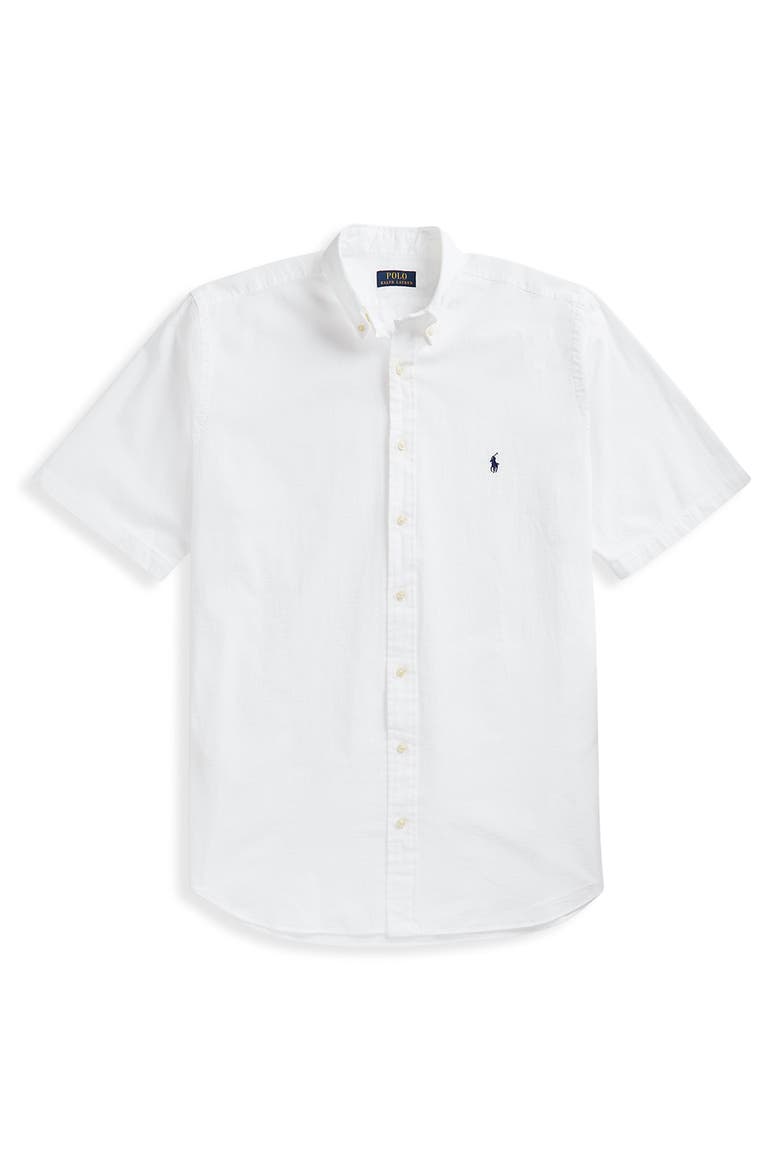 Big & Tall Solid Seersucker Sport Shirt, Alternate, color, WHITE