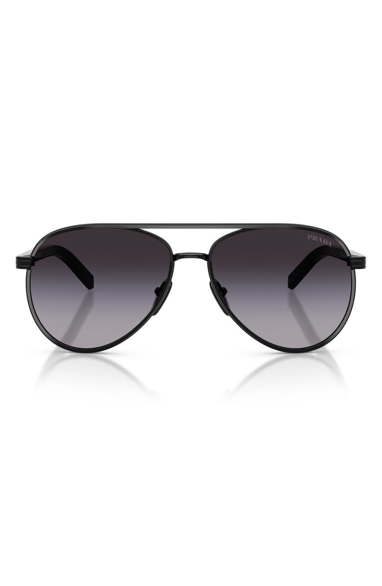 Prada 59mm Pilot Sunglasses, Main, color, Black/ Grey Gradient