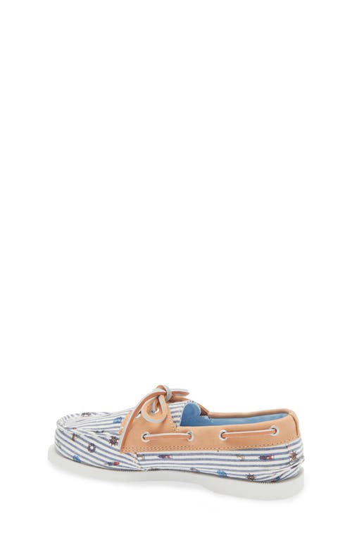 Sperry Authentic Original 2-eye Nautical Print Boat Shoe In White Multi