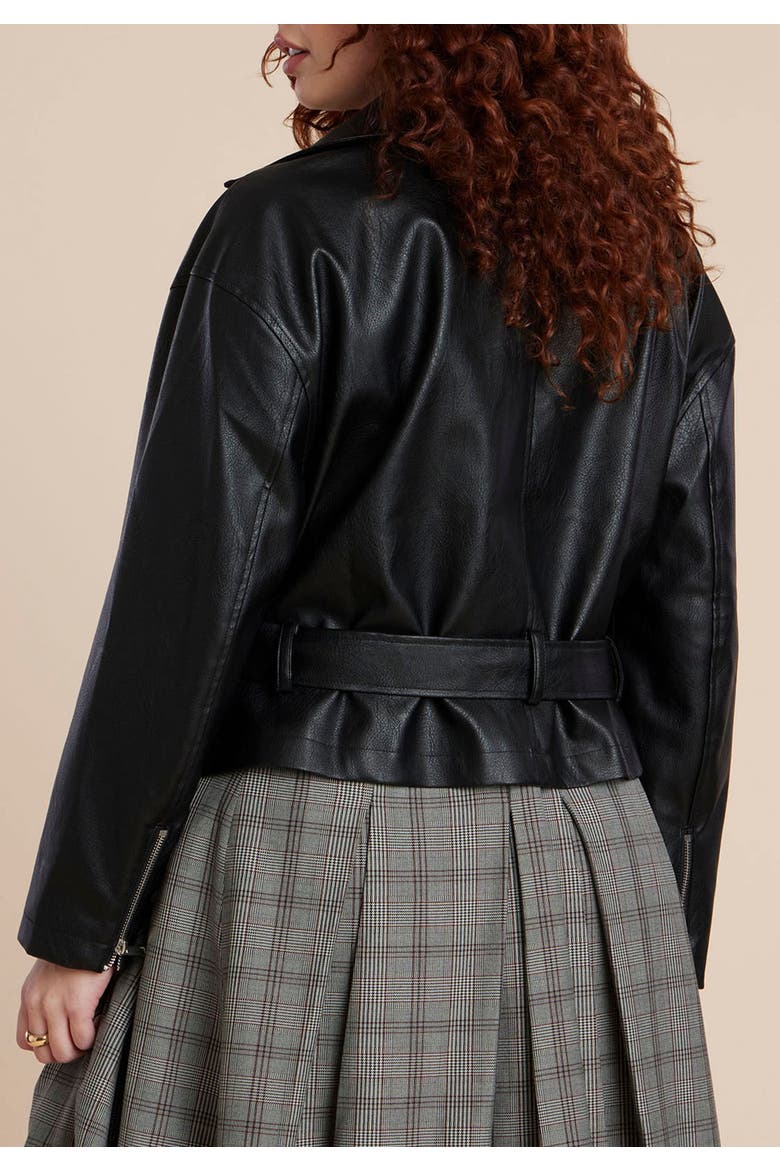 Belted Faux Leather Moto Jacket, Alternate, color, BLACK ONYX