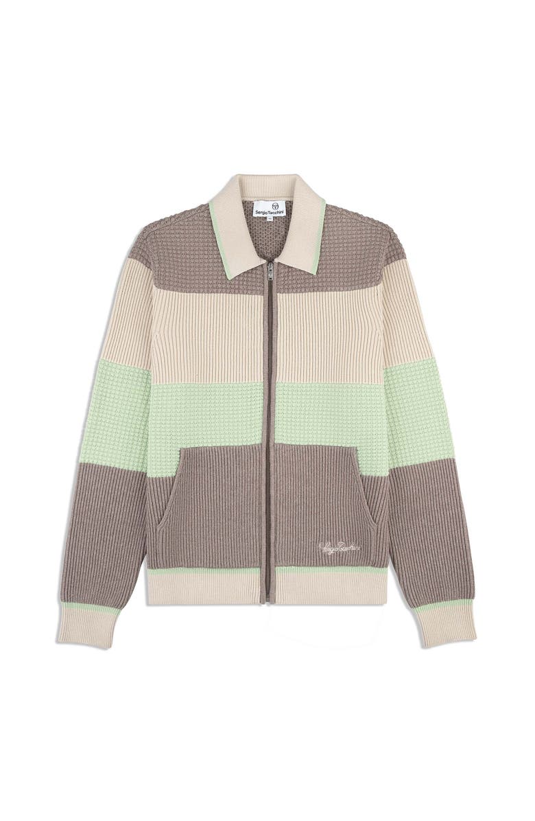 Sergio Tacchini Enzo Striped Track Jacket, Main, color, Taupe Grey