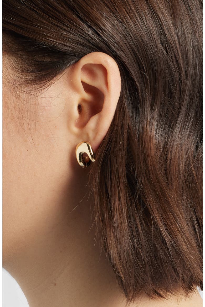 Crescent Huggie Earrings, Alternate, color, GOLD