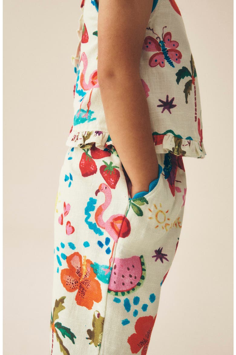 Kids' Fruit Print Top & Pants Set, Alternate, color, WHITE MULTI