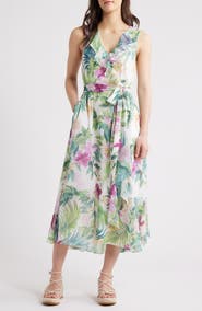 Tommy Bahama Tropical Bliss Tie Waist Faux Wrap Maxi Dress