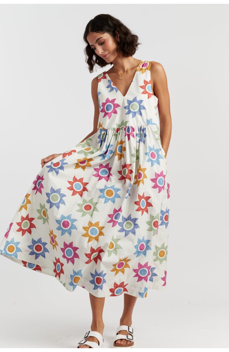 Chinti & Parker Cotton Sol Summer Dress, Alternate, color, Cream