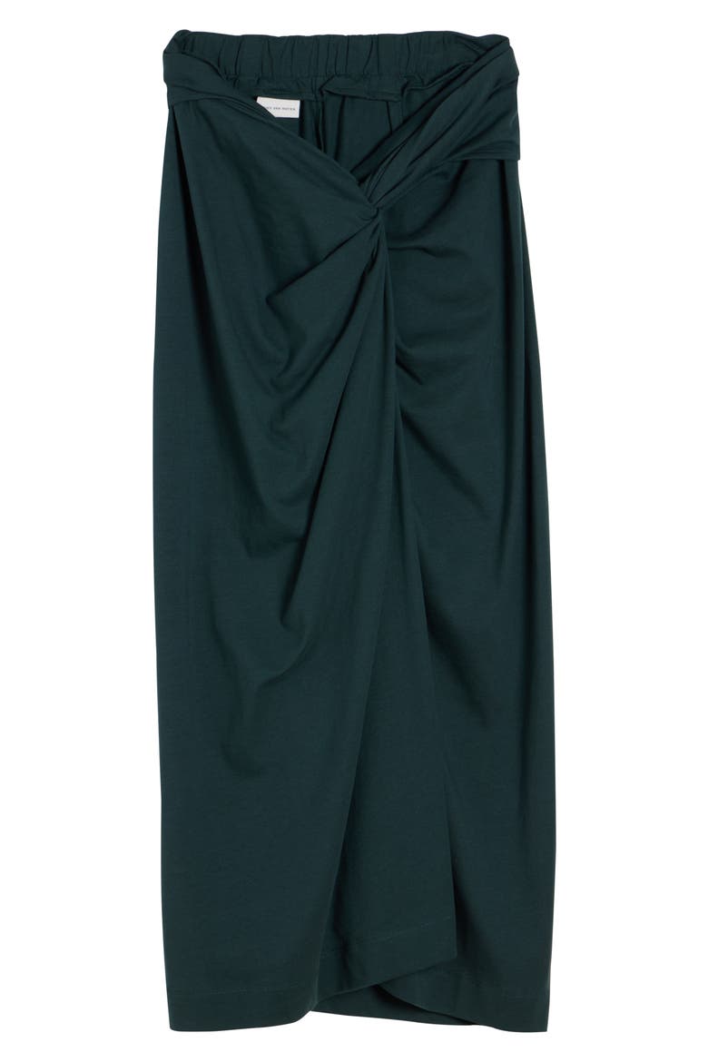 Twist Front Cotton Jersey Midi Skirt, Alternate, color, DARK GREEN