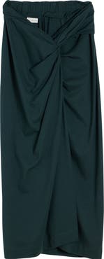 Dries Van Noten Twist Front Cotton Jersey Midi Skirt