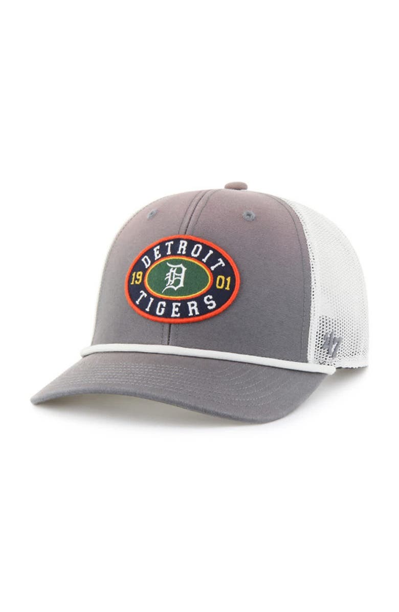 '47 Men's '47 Gray/White Detroit Tigers Tide Sweep Rope Trucker Adjustable Hat, Main, color, Gray