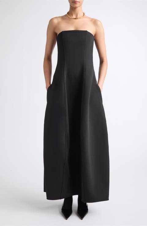 Strapless Crepe Balloon Dress