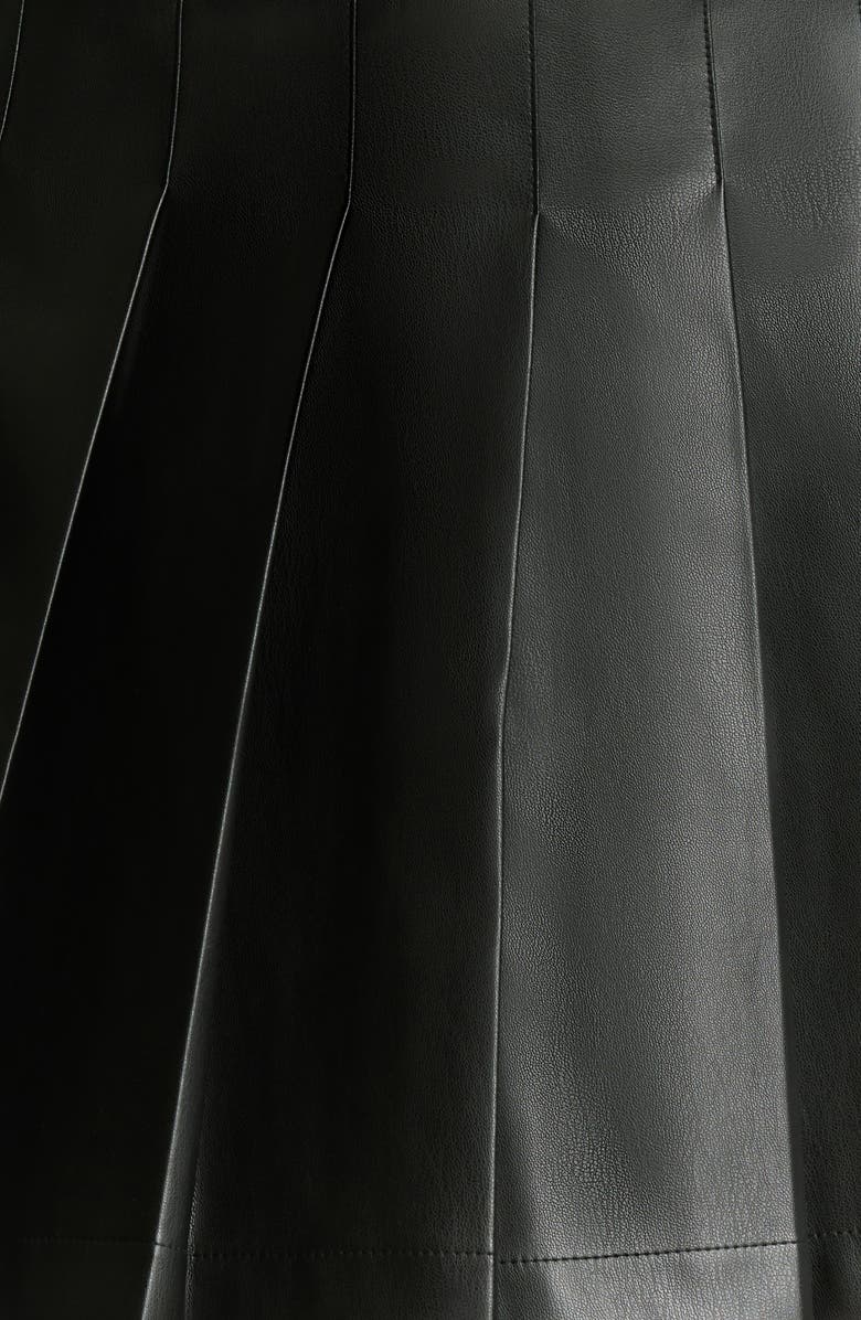 Naked Wardrobe Pleated Faux Leather A-Line Miniskirt, Alternate, color, Black