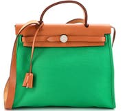Pre-Owned Hermes Herbag Zip Leather and Toile 31