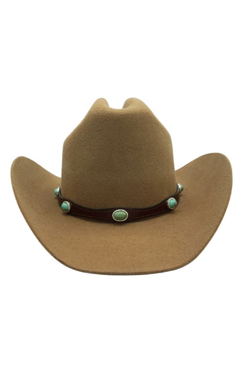 Modern Monarchie Western Hat With Turqouise Band In Camel
