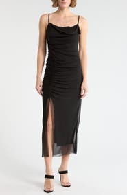 Leith Cowl Neck Mesh Dress