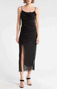 Leith Cowl Neck Mesh Dress