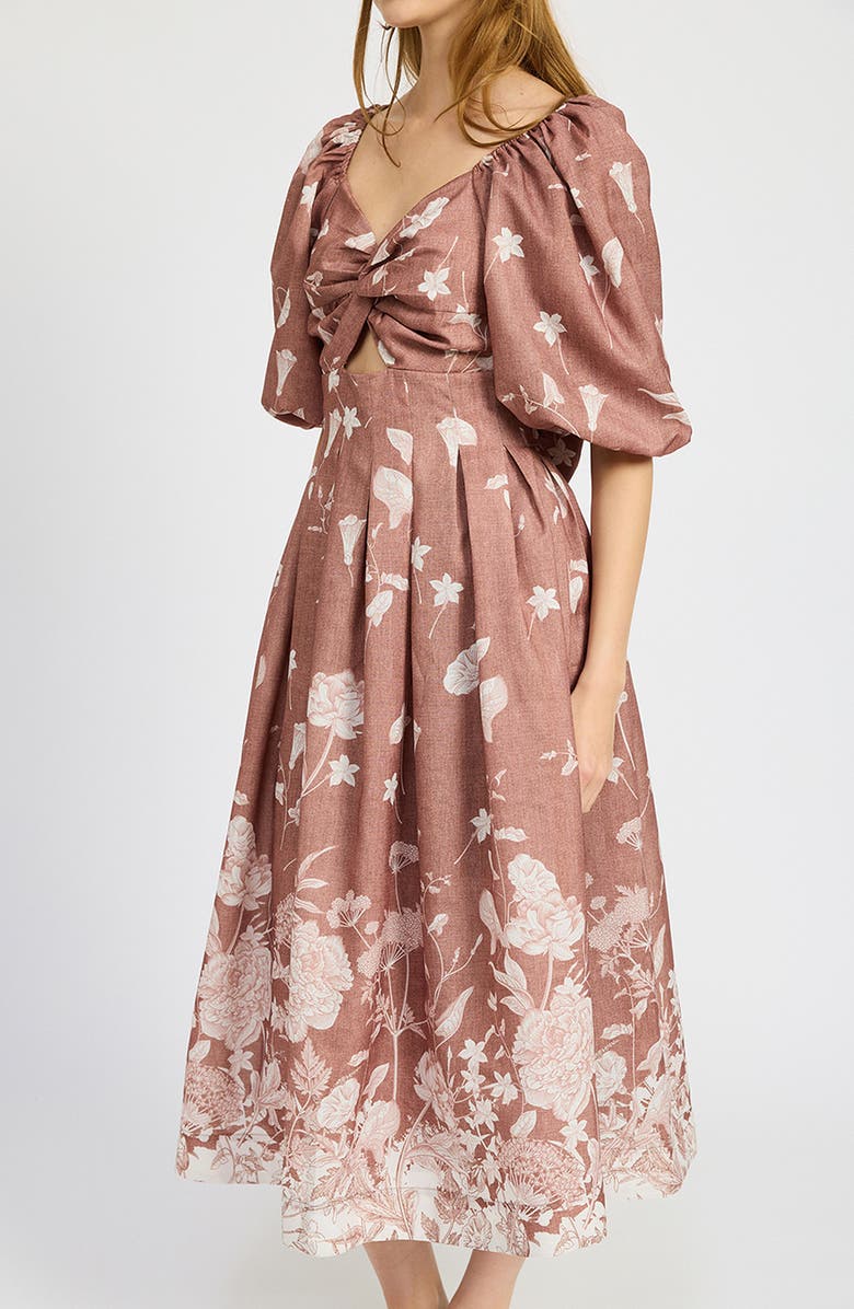 En Saison Monet Floral Cutout Detail Midi Dress, Alternate, color, 