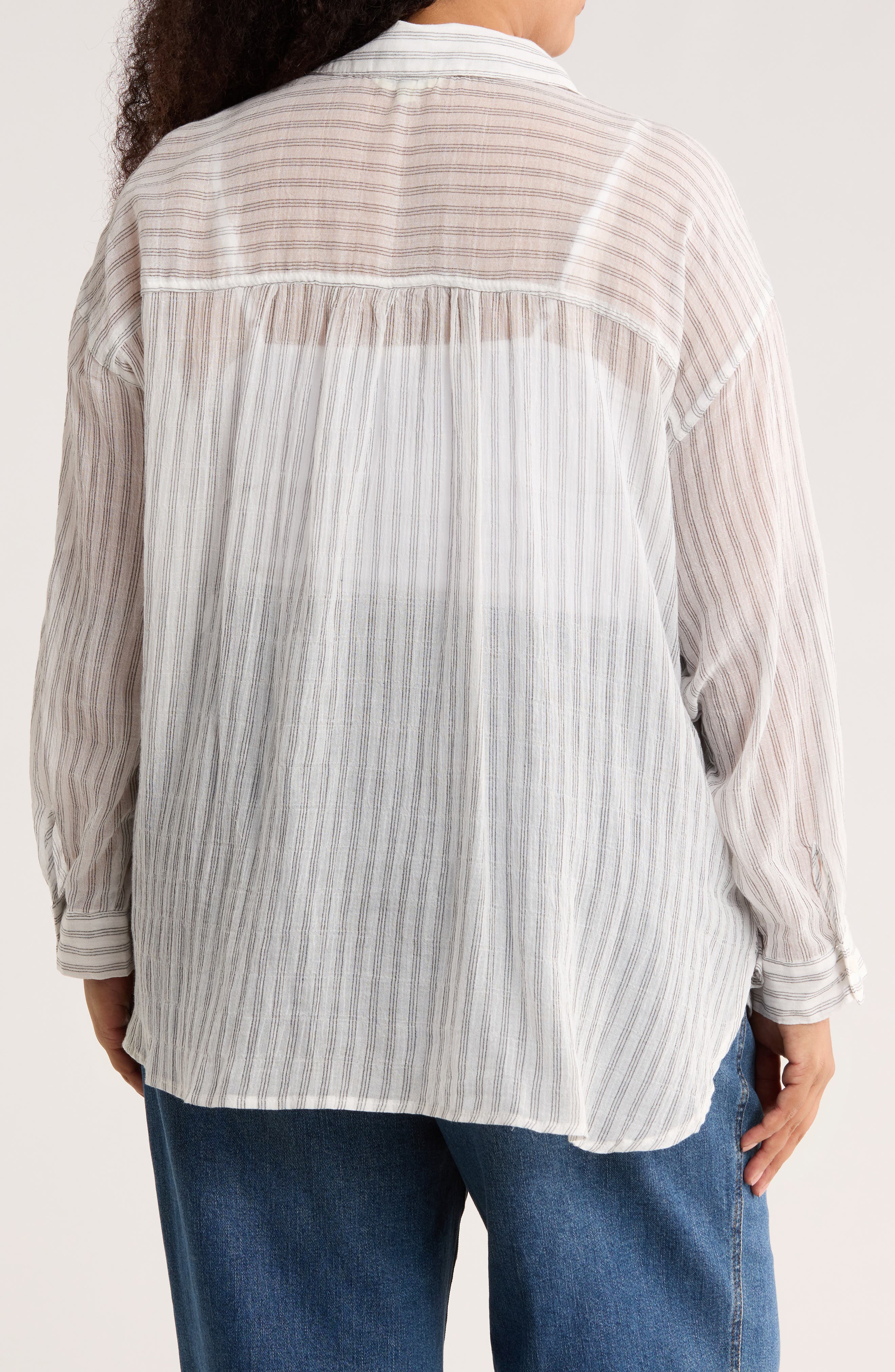 Stripe Long Sleeve Button-Up Shirt - image 2