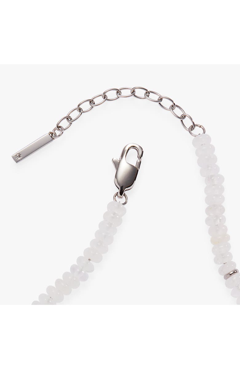 Alex and Ani Clear Quartz Semi-Precious Beaded Anklet, Alternate, color, White/ Silver