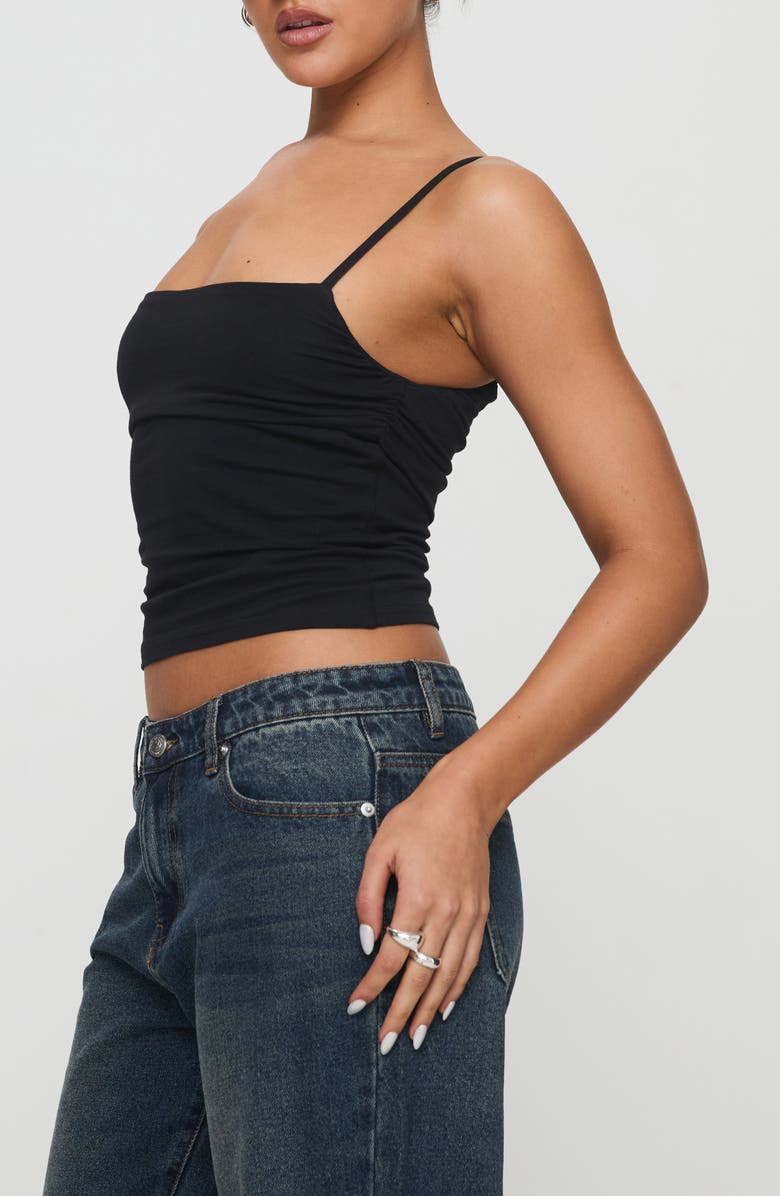 Princess Polly Race My Mind Ruched Camisole, Alternate, color, Black