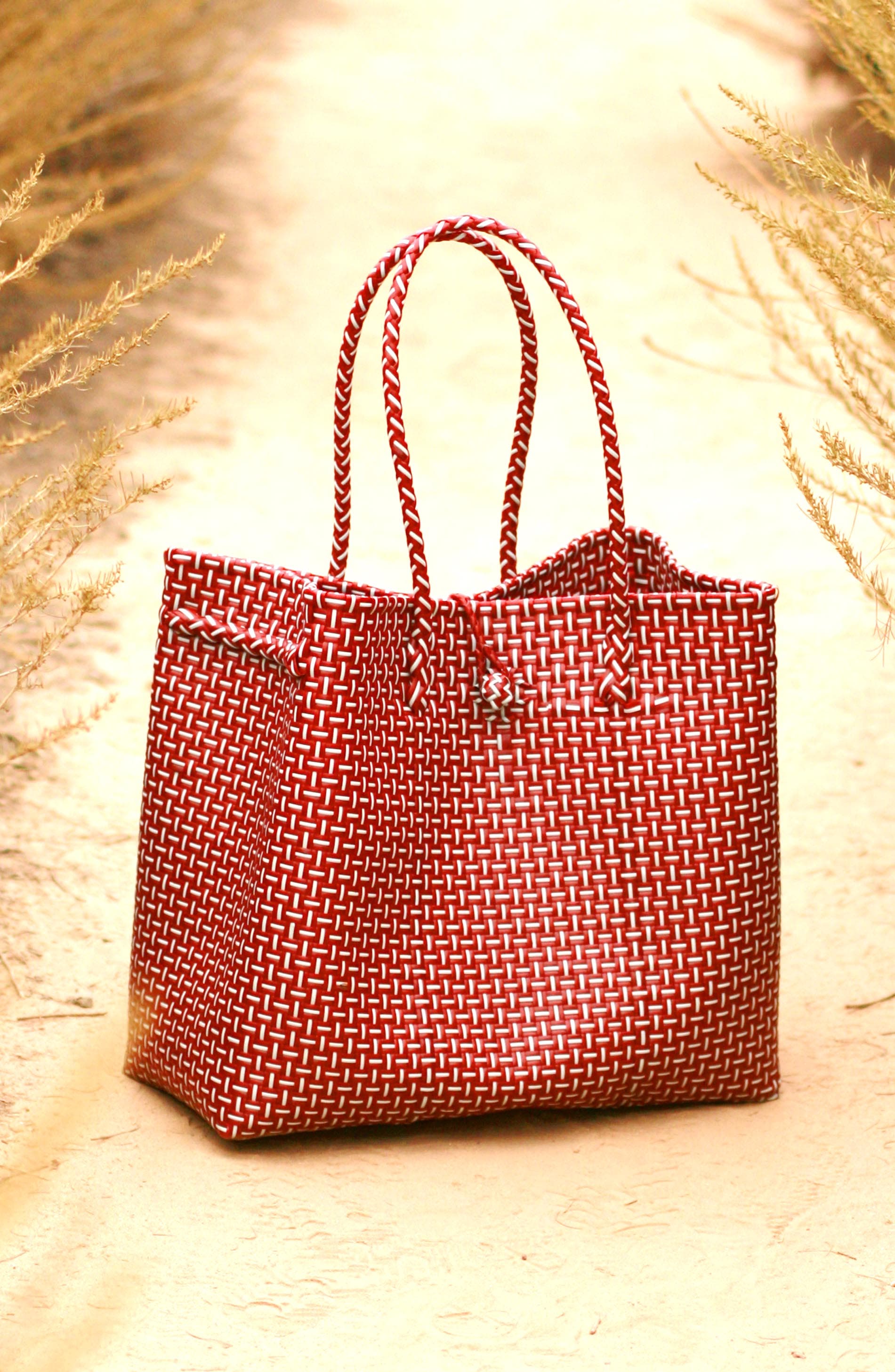 The Toko Recycled Woven Tote Bag, Alternate, color, Red