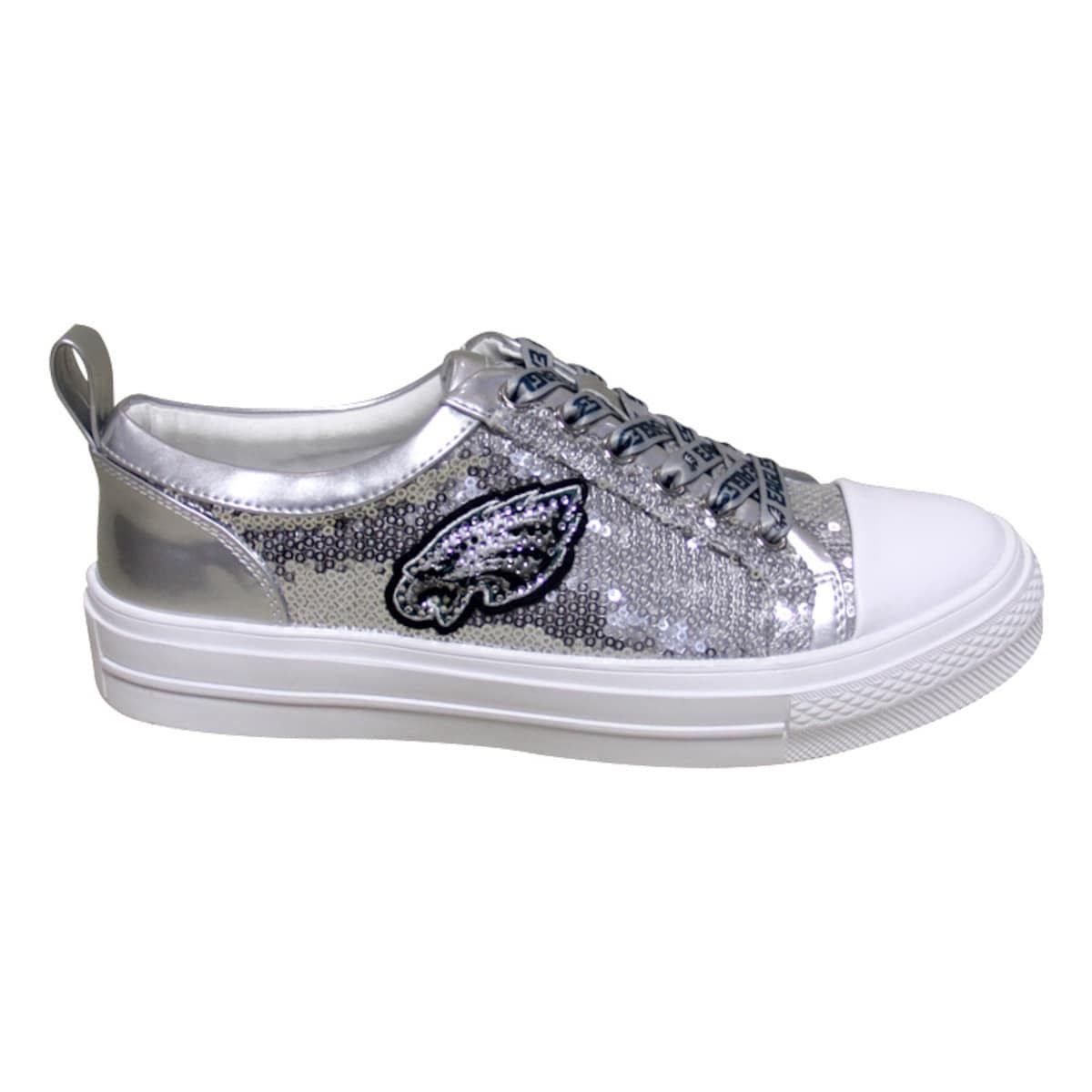 CUCE Women's Cuce Silver Philadelphia Eagles Team Sequin Sneakers, Main, color, 