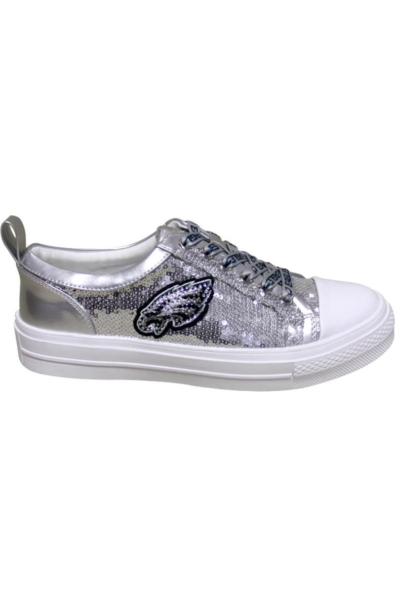 CUCE Women's Cuce Silver Philadelphia Eagles Team Sequin Sneakers, Main, color,
