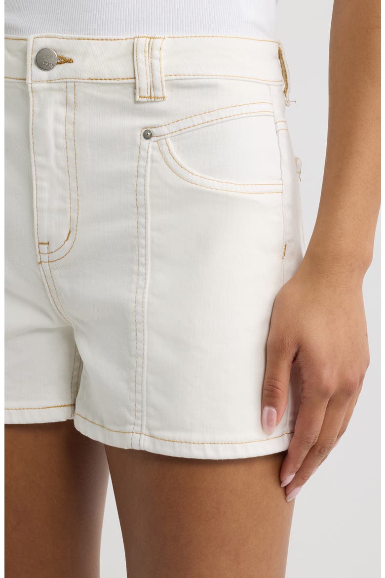 Seamed Stretch Denim Shorts, Alternate, color, ECRU