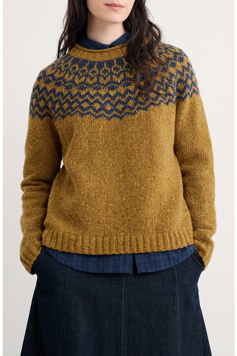 Port Kinnis Fair Isle Merino Wool Blend Crewneck Sweater, Main, color, KNIT WAG TAIL MARSHLAND