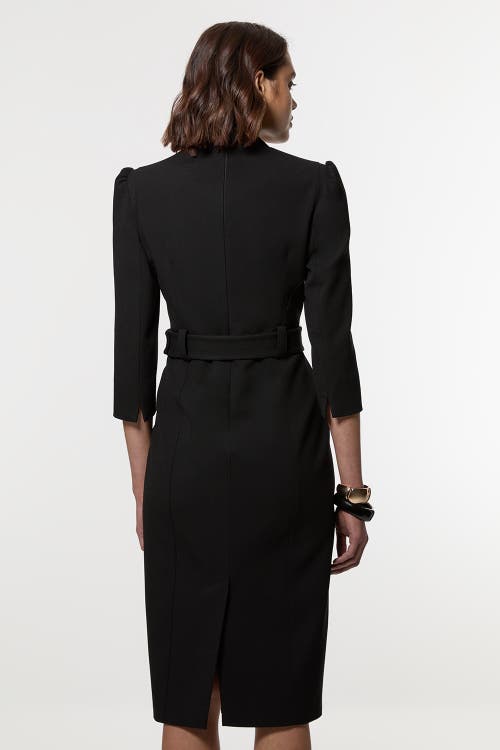 Karen Millen 3/4 Sleeve Belted Midi Dress In Black