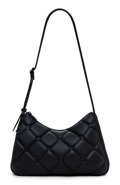 Diamond Quilted Faux Leather Shoulder Bag