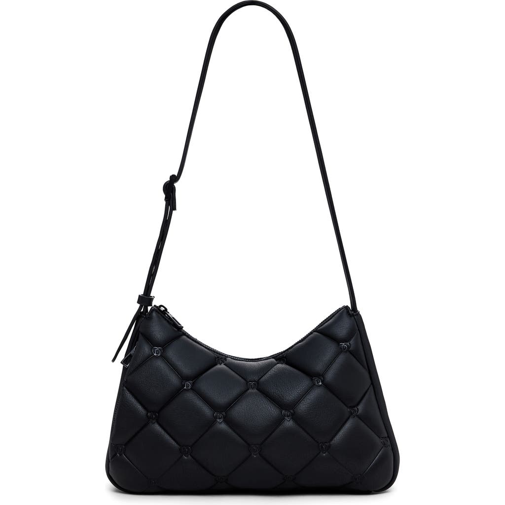 Desigual Diamond Quilted Faux Leather Shoulder Bag In Black